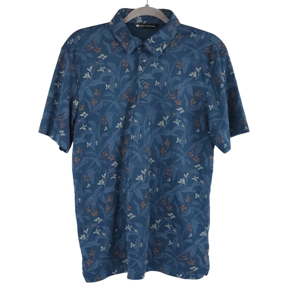 Travis Mathew Relationship Status Blue Golf Polo Shirt Short Sleeve M Sz Medium